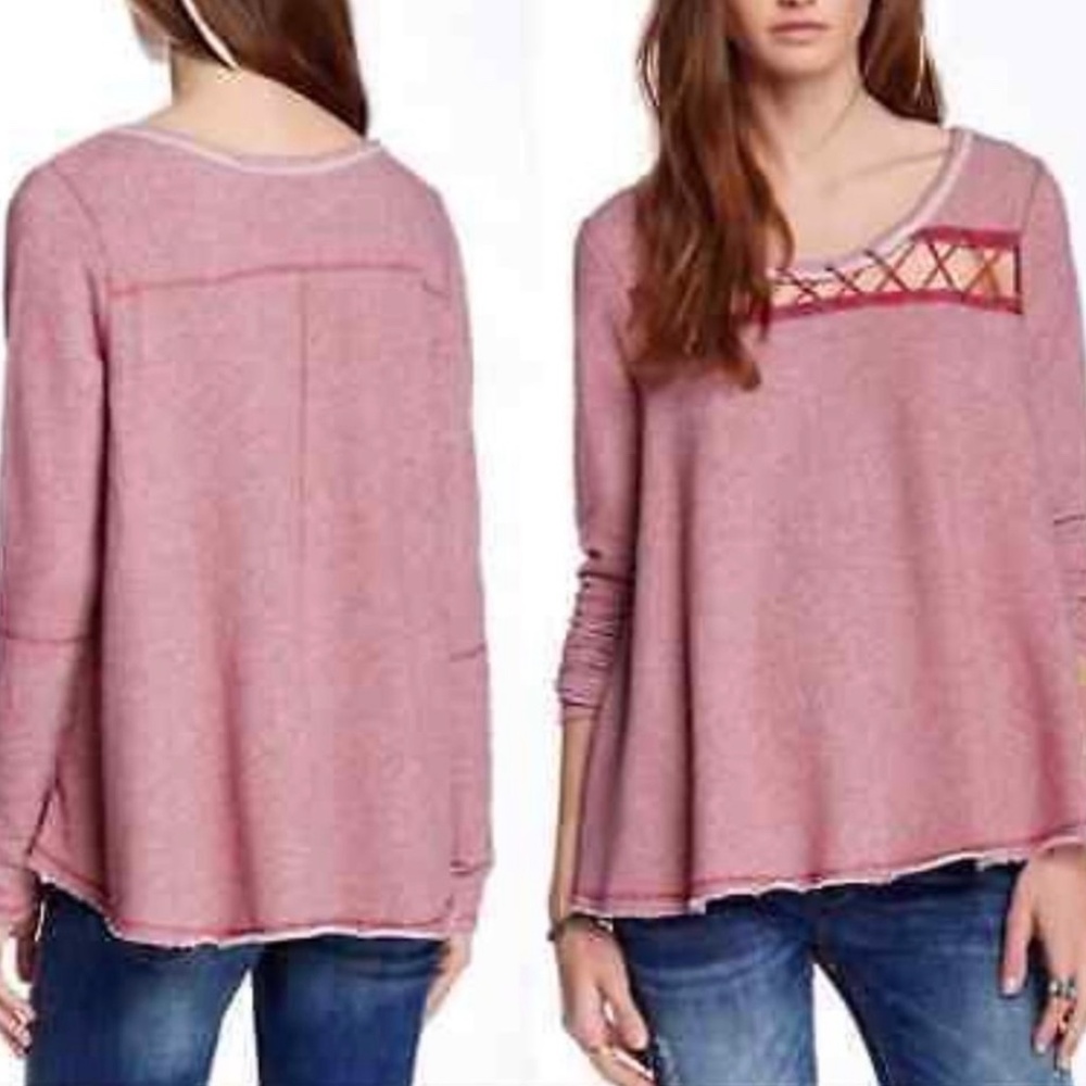 Free People French Terry “Lacey Love” Sweatshirt Top – Size L